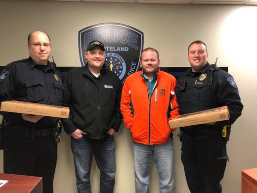 Mike & Cory delivering doughnuts from Rise n Roll Bakery